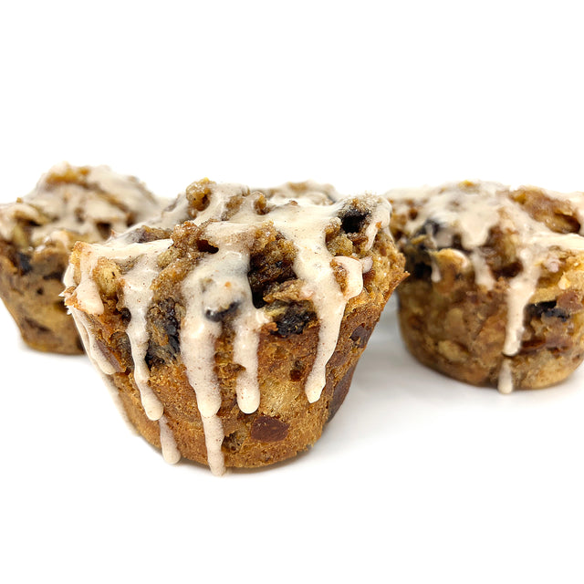chocolate chunk bread pudding with a doughnut glaze