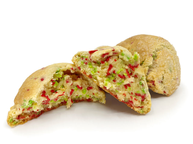 Basic Grinch cookie- gourmet sugar cookie with red and green sprinkles