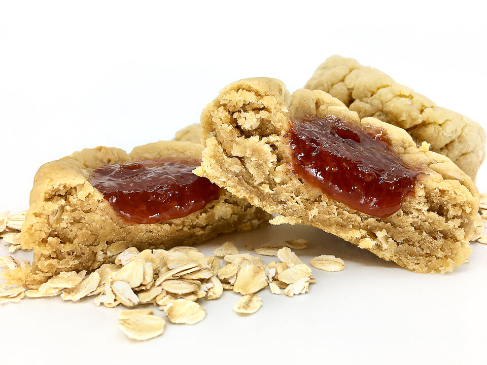 peanut butter and jelly vegan cookie
