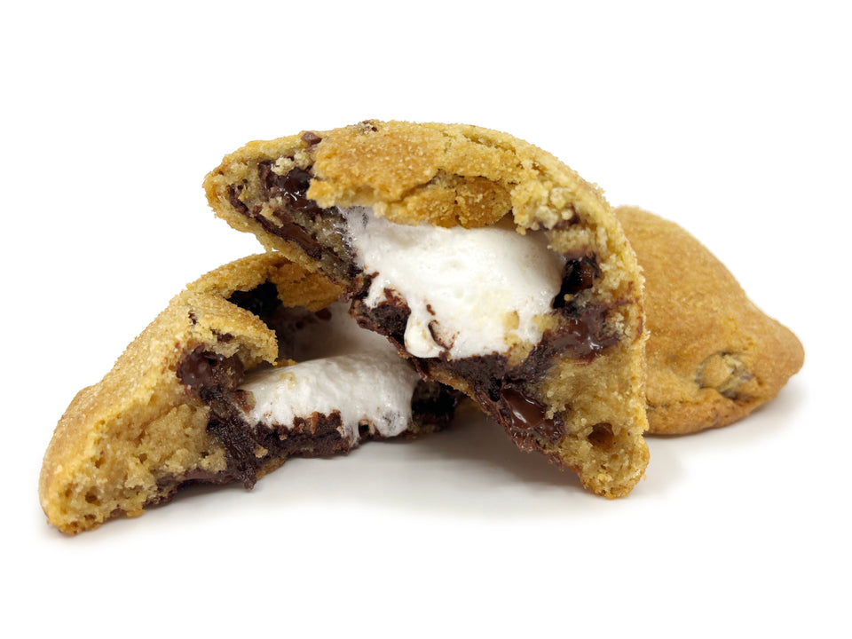 S'mores cookie- chocolate chip graham cracker cookie stuffed with marshmallow